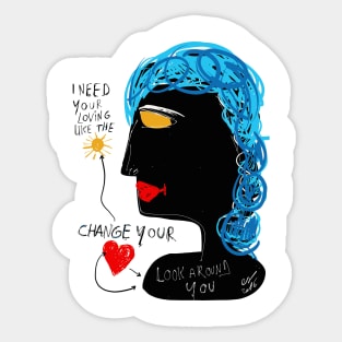 Change your heart graffiti illustration Sticker